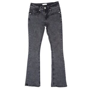 Fire & Rain Flare Jeans Womens Size 1 Black Acid Wash Low Rise Embellished Y2K